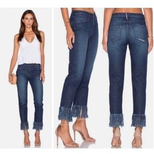 3x1 Jeans Women 25 Blue M3 Stella Frayed Fringe Crop Button Fly